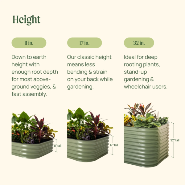 17" Tall 10 in 1 Raised Gardening Bed Modular Metal Outdoor Planter Pearl White - Image 11