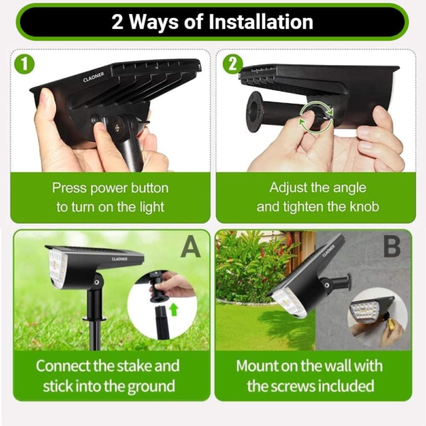 32 LED Solar Spotlights Outdoor Waterproof, 3 Modes Solar Landscape Lights, Outdoor Solar Powered Spot Lights for Yard Garden Driveway Porch Walkway Trees Patio- Cold White(6 Pack) - Image 6