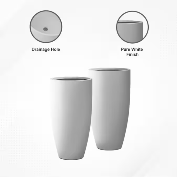 2 -Pack round 13.39-Inches W Medium White Concrete Contemporary/Modern Indoor/Outdoor Planter with Drainage Holes - Image 6