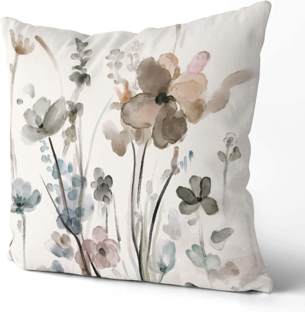 KKVEE Flower Throw Pillow Covers 18X18 Set of 2, Flowers Pillow Cushion Cases, Modern Decorative Square Pillowcases for Sofa Couch Bedroom Living Room Car - Image 6