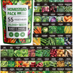 55 Vegetable Seeds Pack | Spring, Fall, Winter Heirloom Vegetables | Non-Gmo Garden Survival Seed Vault - Prepper Gear Supplies | Gifts for Men Women Gardeners