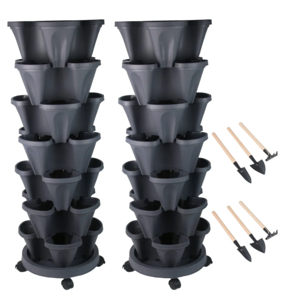 24” X 24” X 48” Vertical Dark Gray Plastic Plant Planter with Self-Watering (7 Count) - Image 9