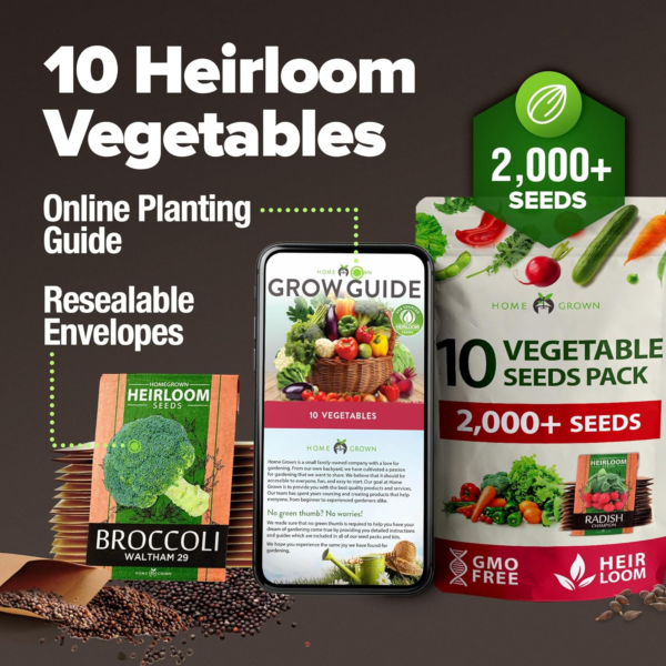 2,000+ Vegetable Seeds for Planting - 10 Heirloom Seeds for Planting Vegetables Indoors or Outdoors: Non-Gmo Kale, Lettuce, Tomato, Broccoli, Beans, Peas, Bell Peppers - Home Garden Survival Seeds - Image 8