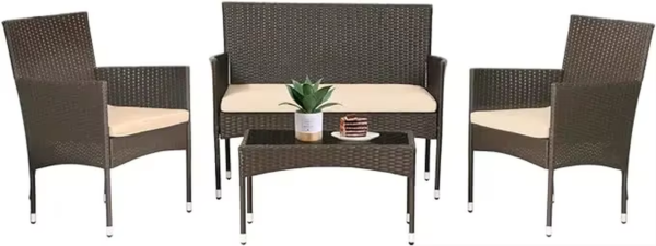 FDW Patio Furniture Set 4 Pieces Outdoor Rattan Chair Wicker Sofa Garden Conversation Bistro Sets for Yard,Pool or Backyard - Image 12