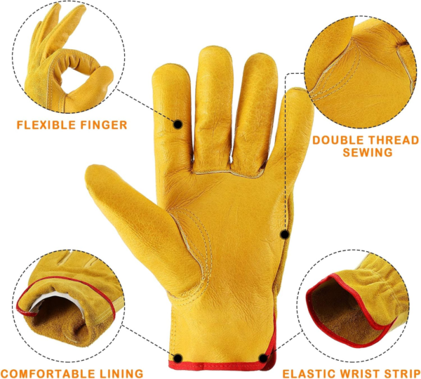 Garden Gloves Leather Gardening Gloves Thorn and Cutting Proof Work Garden Gloves - Image 2