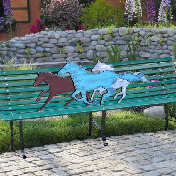Horse Heads Rustic Bench Decor Wooden Decor - G. DeBrekht - Nature Wildlife Decor  - G99150 - Image 2