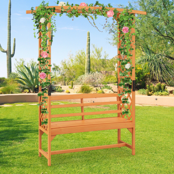 6.5 FT Tall Patio Garden Arbor with Pergola and 2-Seat Bench for Garden Backyard Decoration - Image 3