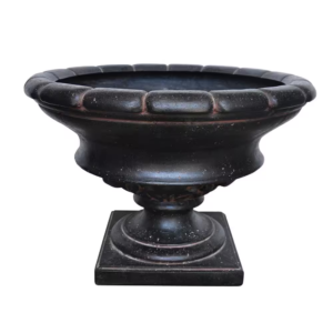 17 In. H Charcoal Cast Stone Fiberglass Low Urn