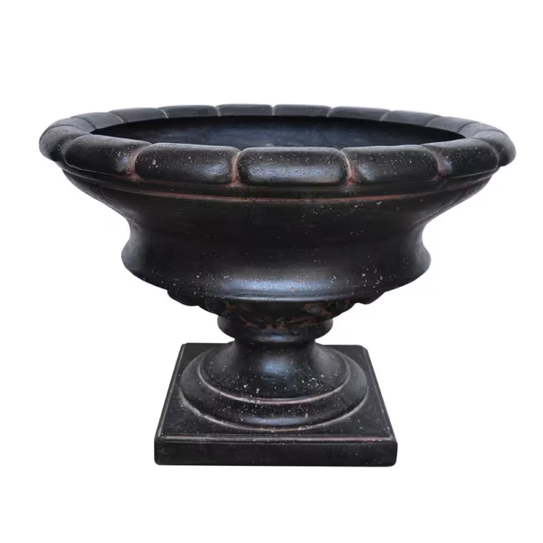 17 In. H Charcoal Cast Stone Fiberglass Low Urn