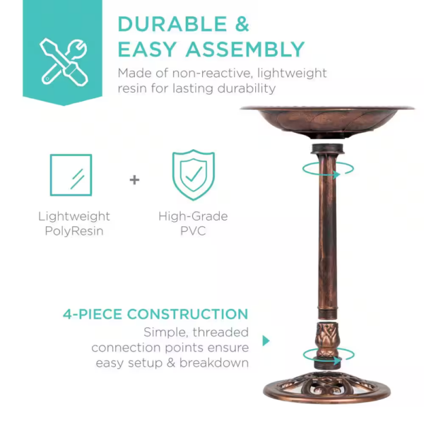 Pedestal Copper Birdbath - Image 5