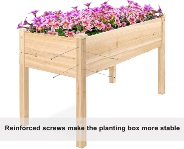 4FT Raised Garden Bed Elevated Wood Planter Box Stand for Backyard, Patio Planters Boxes Kit Flower Plant Grow Box Herb Garden Elevated Garden Bed Outdoor Indoor Patio Greenhouse - Image 3