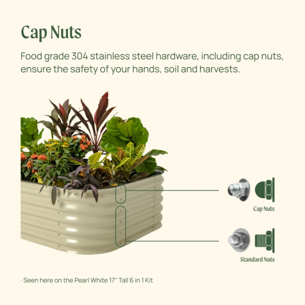 17" Tall 10 in 1 Raised Gardening Bed Modular Metal Outdoor Planter Pearl White - Image 7