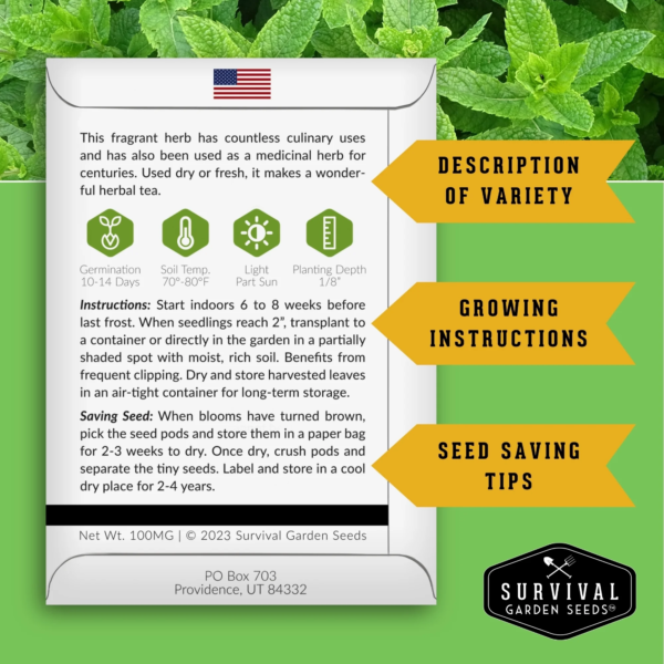 18 Pack Medicinal Herb Seed Collection - Non-Gmo Heirloom Full Sun Perennial & Annual - Image 3