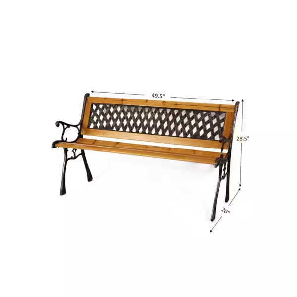 Patio Garden Park Yard 49 In. Wooden Outdoor Bench - Image 7