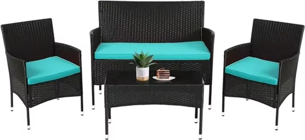 FDW Patio Furniture Set 4 Pieces Outdoor Rattan Chair Wicker Sofa Garden Conversation Bistro Sets for Yard,Pool or Backyard - Image 8