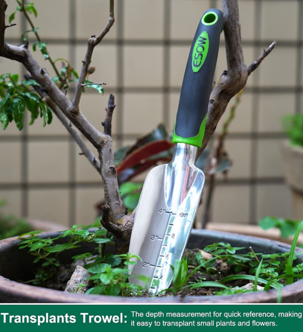 Premium 3-Piece Heavy-Duty Cast-Aluminum Garden Tool Set with Ergonomic Non-Slip Handles - Includes Hand Trowel, Transplant Trowel, and Cultivator Rake - Ideal Gardening Gift - Image 4