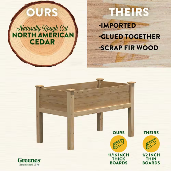 48 In. L X 24 In. W X 31 In. H Original Cedar Elevated Garden Bed - Image 3