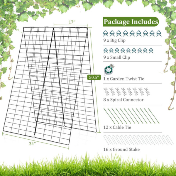2 Pieces Foldable A-Frame Trellis Plant Supports with Twist Ties - Image 5