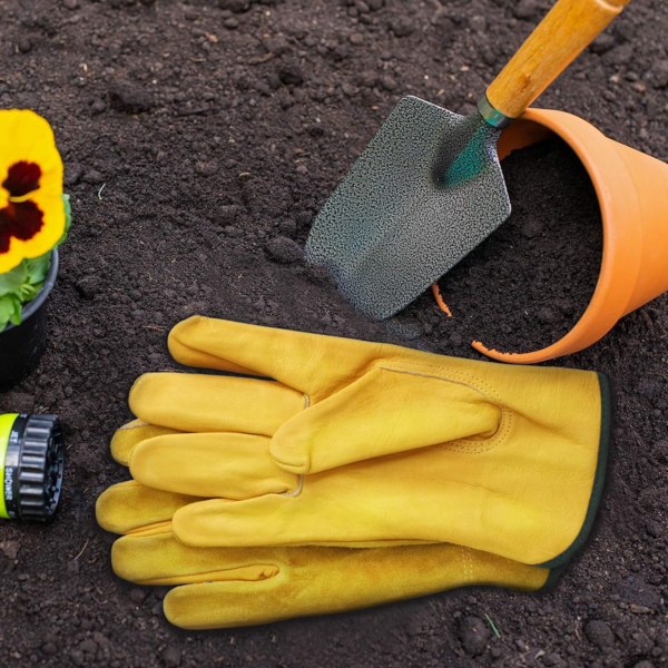 Garden Gloves Leather Gardening Gloves Thorn and Cutting Proof Work Garden Gloves - Image 4