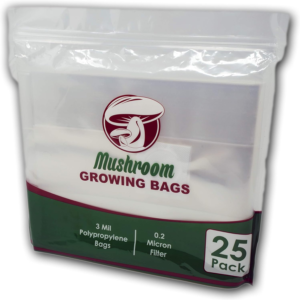 Reinforced Mushroom Grow Bags, 25 Count, Oyster Spawn and Grain Root Substrate Growing Kit with 0.2 Micron Filter”, Heavy Duty 3 Mil Polypropylene Plastic