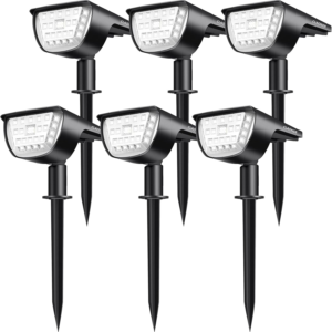 32 LED Solar Spotlights Outdoor Waterproof, 3 Modes Solar Landscape Lights, Outdoor Solar Powered Spot Lights for Yard Garden Driveway Porch Walkway Trees Patio- Cold White(6 Pack)
