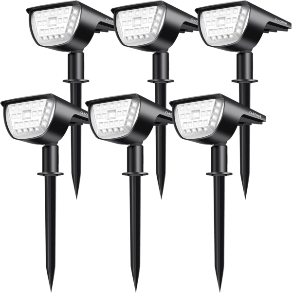 32 LED Solar Spotlights Outdoor Waterproof, 3 Modes Solar Landscape Lights, Outdoor Solar Powered Spot Lights for Yard Garden Driveway Porch Walkway Trees Patio- Cold White(6 Pack)