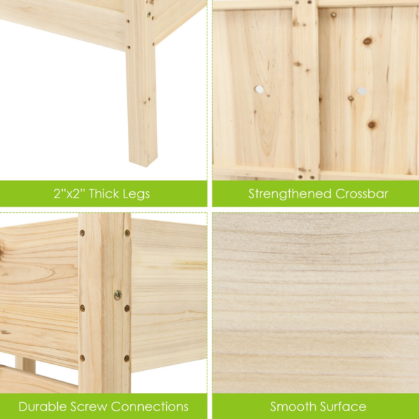 2 Tier Wooden Raised Garden Bed Elevated Planter Box W/Legs Drain Holes - Image 10