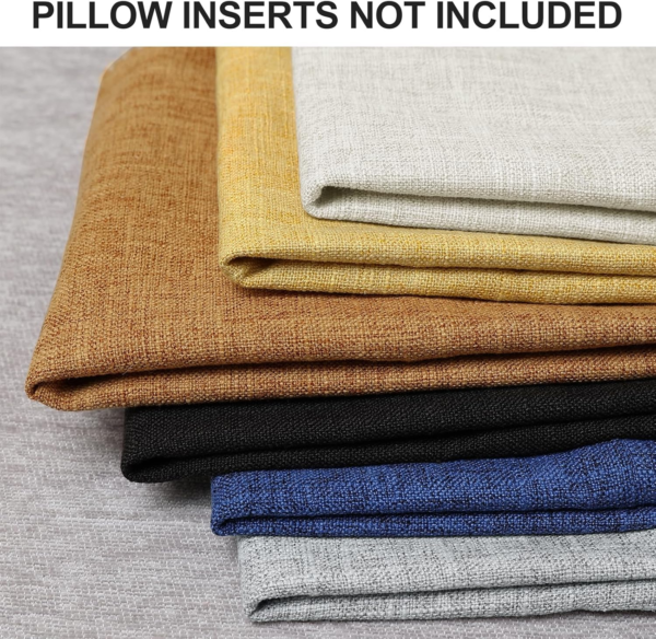 Spring Decorative Outdoor Throw Pillow Covers 18X18 Set of 2, Square Linen Rustic Farmhouse Pillow Covers with Stitched Edge for Couch, Sofa, Living Room, Beige - Image 6