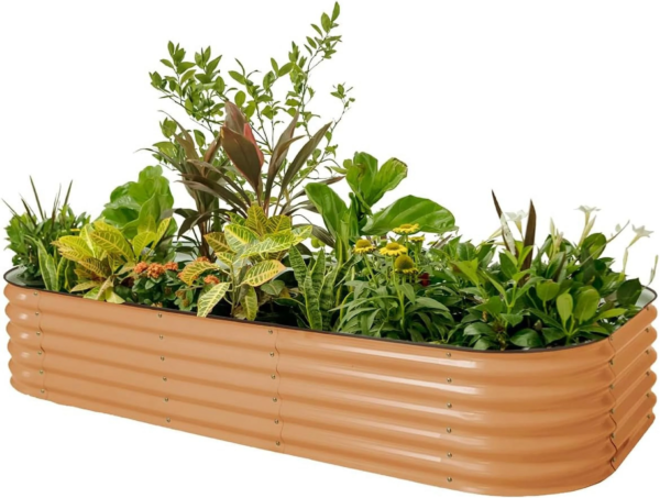 17" Tall 10 in 1 Raised Gardening Bed Modular Metal Outdoor Planter Pearl White - Image 14
