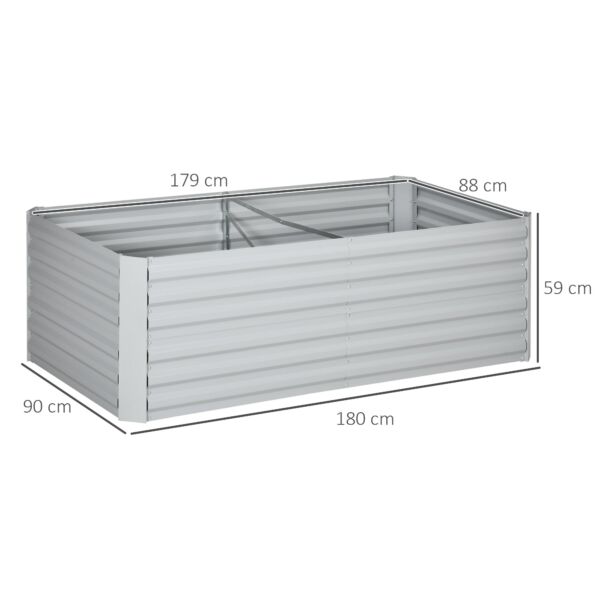 Raised Beds for Garden, Galvanised Steel Outdoor Planters with Multi-reinforced Rods, 180 x 90 x 59 cm, Grey - Image 3