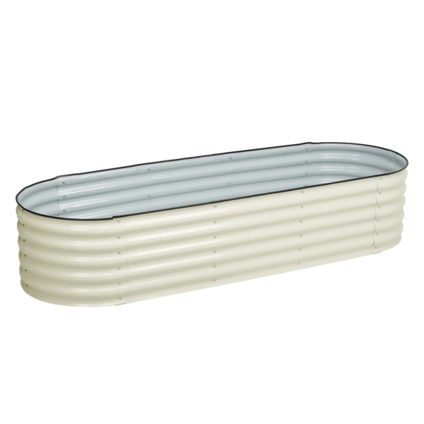 17'' Tall Aluzinc Metal Raised Garden Bed 42'' round - Outdoor Open-Ended Base Garden Planter Box for Vegetable, Flower, Herb - Beige - Image 9