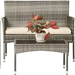 FDW Patio Furniture Set 4 Pieces Outdoor Rattan Chair Wicker Sofa Garden Conversation Bistro Sets for Yard,Pool or Backyard