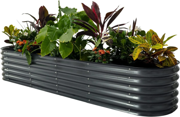 17" Tall 9 in 1 Raised Gardening Bed 8Ftx2Ft Metal Outdoor Planter Modern Gray
