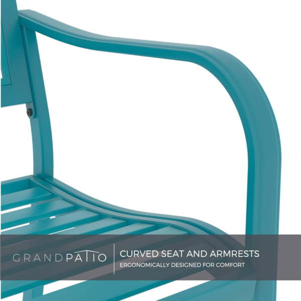 Outdoor Bench, Garden Benches with Anti-Rust Metal Powder Coated Frame, Patio Bench for Front Porch Park outside Furniture Decor, Lake Shore - Image 6