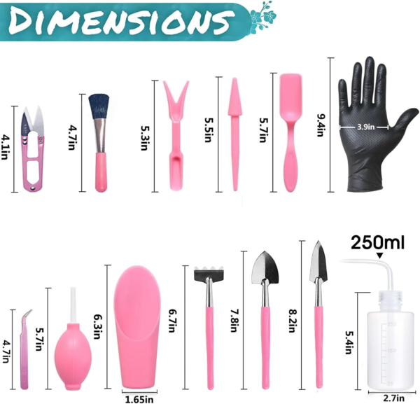 25Pcs Mini Garden Hand Transplanting Succulent Tools Set, 39.4" Thickened Repotting Mat & Plant Tag, Miniature Planting Indoor Fairy Care, Potting, Cactus, Houseplant Bonsai Tool Kit (Pink) - Image 7