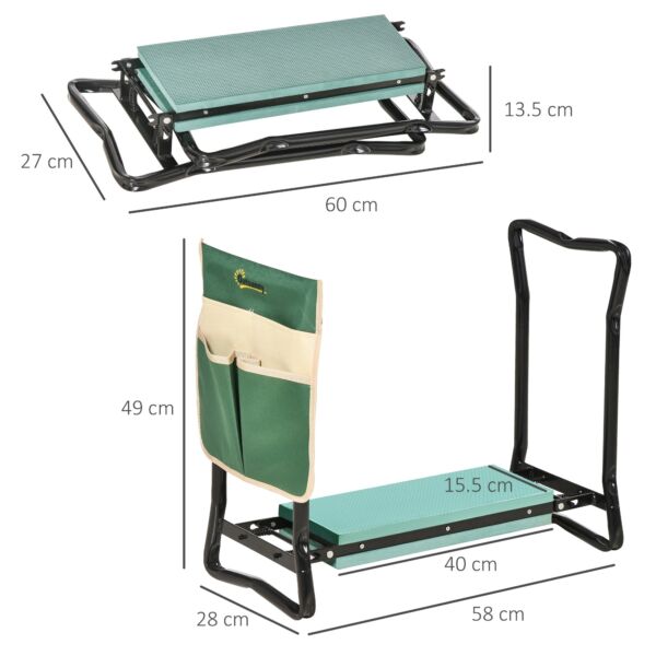 Foldable Steel Frame Garden Kneeler Seat w/ Foam Bag Tool Bag Pouch Outdoor Garden Stable Sturdy Assistance Versatile Use - Image 3