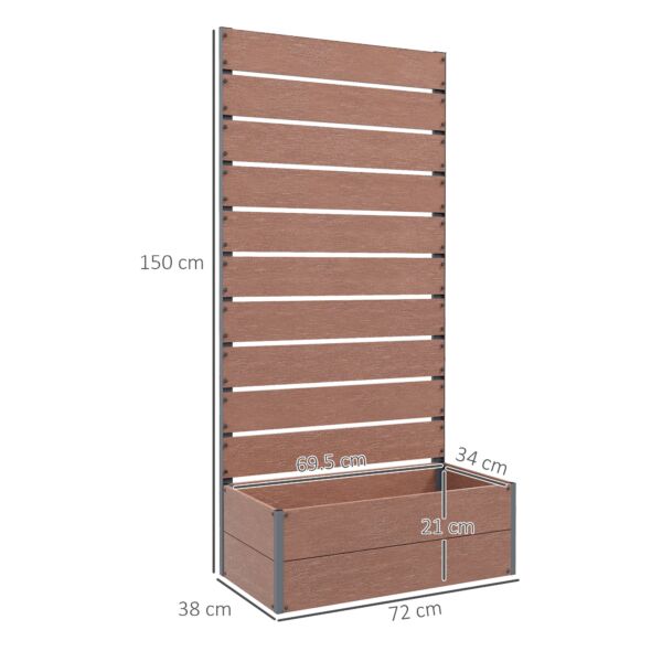 Garden Planter with Trellis for Climbing Plants, Vines, Flowers, Freestanding Raised Bed for Garden, Outdoor, Patio, Planter Box with Drainage Gap, 72x38x150cm, Light Brown - Image 3
