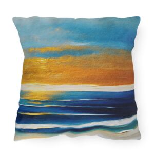 Decorative Indoor/outdoor Pillow - Blue Ocean Golden Sunset