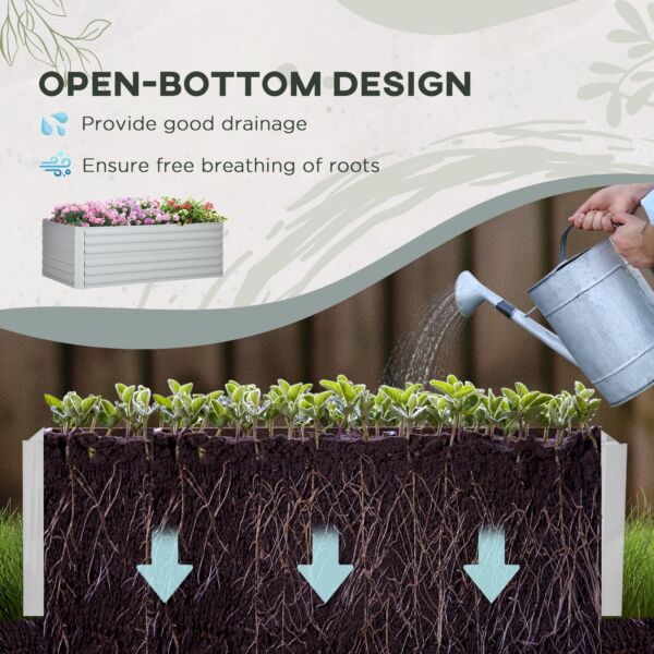 Raised Beds for Garden, Galvanised Steel Outdoor Planters with Multi-reinforced Rods, 180 x 90 x 59 cm, Grey - Image 4