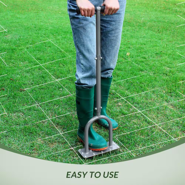 15 Iron Spikes Lawn Aerator Metal Manual Dethatching Soil Aerating Lawn T-Handle Grass Aerator Tools for Yard and Lawn - Image 4