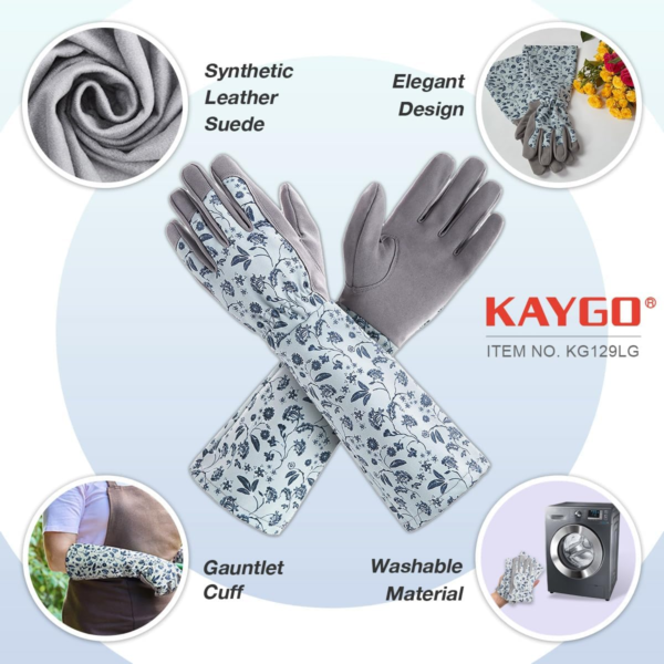 Gardening Gloves for Women Long Sleeve, Light Protective Gloves for Yard and Outdoor Work, Best Garden Gifts for Gardener,Gray,M - Image 2