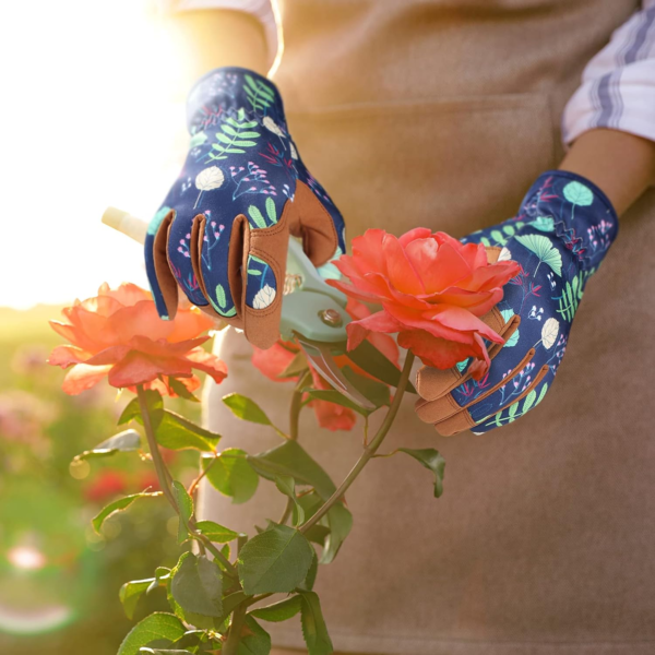 Leather Gardening Gloves for Women - Working Gloves for Weeding, Digging, Planting, Raking and Pruning - Image 6