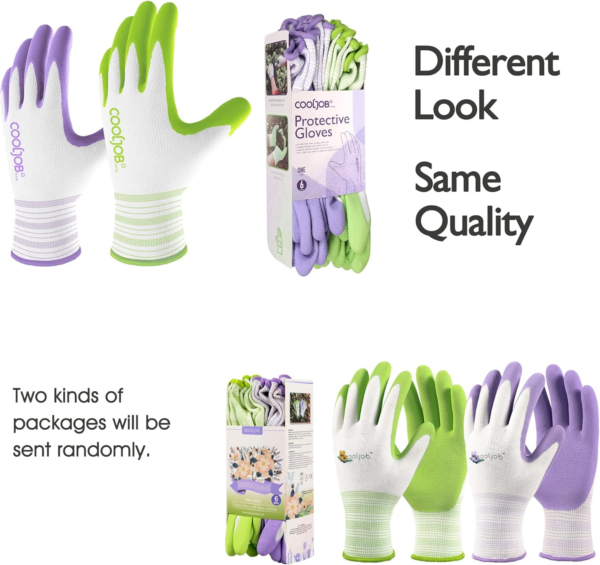 6 Pairs Gardening Gloves for Women Ladies, Breathable Rubber Coated for Yard Garden, Outdoor Indoor Protective Work, Medium Size, Lavender Purple & Apple Green - Image 2