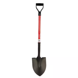 28 In. round Point Shovel with Fiberglass Handle - Heavy-Duty 16-Gauge Steel Head