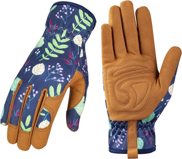Leather Gardening Gloves for Women - Working Gloves for Weeding, Digging, Planting, Raking and Pruning