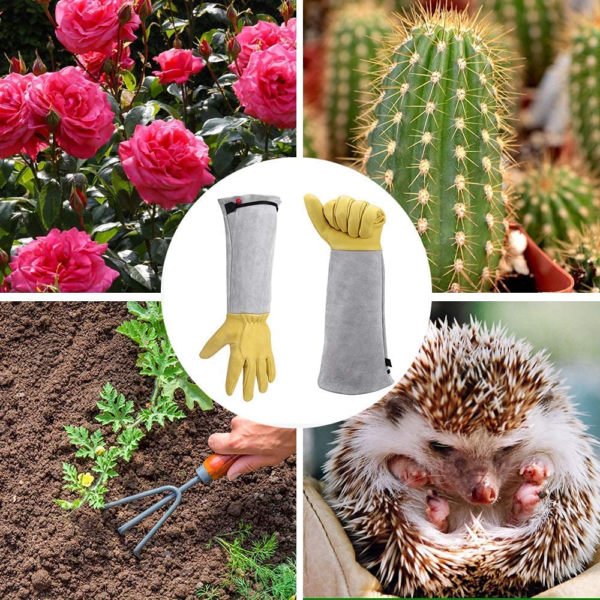 Gardening Gloves for Women/Men, Rose Pruning Thorn-Proof Gloves, with Adjustable Cuff and Durable Goatskin Leather, Comfy Breathable Long Sleeve Work Garden Gauntlet Gloves for Yard Work(L) - Image 3