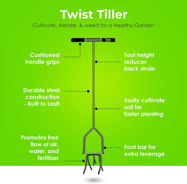 Twist Tiller Garden Cultivator & Hand Tiller Heavy Duty Garden Claw Hand Tool - ITNT-4 - Image 2