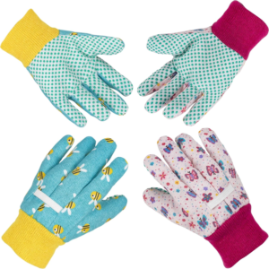 Kids Garden Gloves 3-6 Years Old Children Gardening Gloves, 2- Pair Pack, Blue&Pink