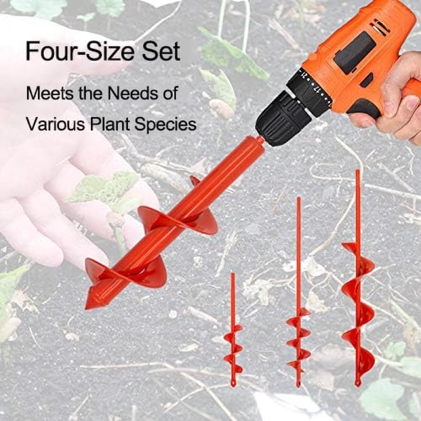 Auger Drill Bit for Planting Set of 4, Garden Ground Earth Spiral Drill Bit for 3/8" Hex Drive Drill, for Post Hole Digger Bulb Bedding Digging Plant Rapid Planter - Image 3
