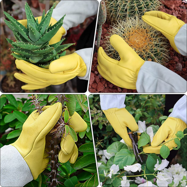 Gardening Gloves for Women/Men, Rose Pruning Thorn-Proof Gloves, with Adjustable Cuff and Durable Goatskin Leather, Comfy Breathable Long Sleeve Work Garden Gauntlet Gloves for Yard Work(L) - Image 2